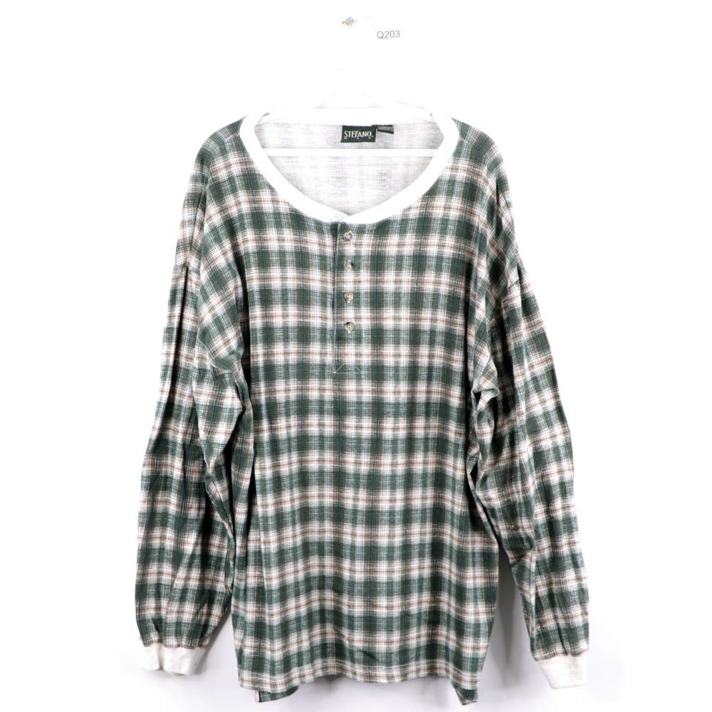 Vintage 90s Streetwear Blank Plaid Henley Shirt
